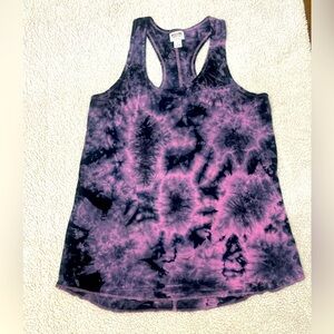 Mossimo Racerback Tank Top Black & Pink Tie Dye Size Small